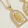 Wholesale Vintage Style Simple Style Human Copper Plating Inlay Shell Zircon 14k Gold Plated Pendant Necklace