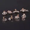 316L Stainless Steel Copper Zircon Ear Cartilage Rings & Studs Leaf Waterproof Non Tarnish Surgical Steel Women'S