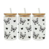 Wholesale UV transfer sticker for fluttering butterflies on glass cups, 16oz crystal glass cup.