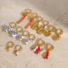 Wholesale 304 Stainless Steel Geometric PVD Coated 18K Real Gold Plated Real Gold Plated Simple Style Classic Style Waterproof Non Tarnish Charm Sleeper Hoop Earrings Drop Earrings