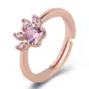 Wholesale Sweet Paw Print Copper Plating Inlay Zircon Rose Gold Plated Rings Earrings Necklace