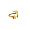 Wholesale PVD Coated Real Gold Plated 18K Gold Star Moon 304 Stainless Steel Casual Retro Waterproof Non Tarnish Open Rings
