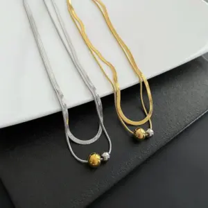 Vacuum Plating Real Gold Plated 18K Gold Gold Plating Silver Plated Round 304 Stainless Steel INS Style Waterproof Non Tarnish Titanium Steel Layered Necklaces