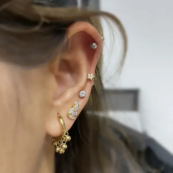 316L Stainless Steel No Inlaid Ear Cartilage Rings & Studs Geometric Waterproof Non Tarnish Surgical Steel Women'S