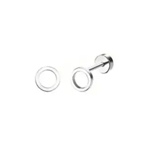 Silver / One Size / Hollow Circle Ear Studs