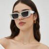 Wholesale Cross-Border European and American Diamond-Encrusted Fashion Sunglasses, New High-End Anti-Uv Personalized Sunglasses with Concave Shape Street Photography