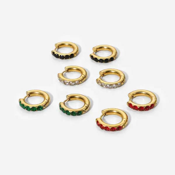 Wholesale Geometric Plating 304 Stainless Steel Artificial Gemstones Earrings