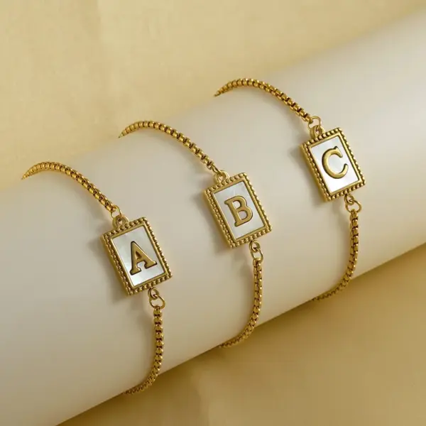 Wholesale Fashion Letter Titanium Steel Plating Inlay Shell Bracelets 1 Piece