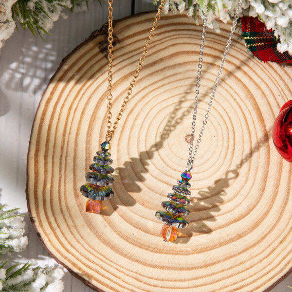Wholesale Crystal-plated Christmas tree necklace