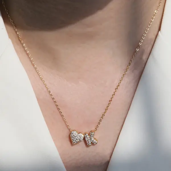 Hot Sale 18K Brass Inlaid Zirconium Balloon Bubble 26 English Letters Name Pendant Fashion Necklace