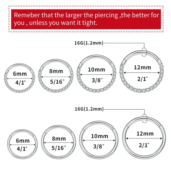 Wholesale G23 Titanium Embedded Zirconia Seamless Simple Personality Piercing Ear Bone Ring Nose Ring Body Piercing Round Design Unisex