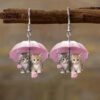 Wholesale Cute Umbrella Kitty Acrylic Earrings 2024 New Romantic Kitty Earrings for Gift