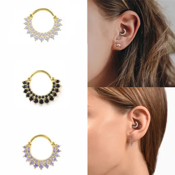Wholesale 1 Piece Ear Cartilage Rings & Studs Fashion Solid Color 925 Sterling Silver Plating Inlay Zircon