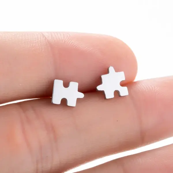 Wholesale PVD Coated 18K Gold Real Gold Plated Jigsaw 304 Stainless Steel Fashion Korean Style Waterproof Non Tarnish Ear Studs