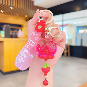 M0124#Oil-filled dried flower quicksand bottle-red