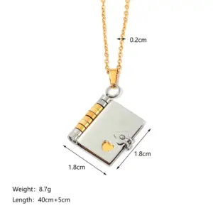 Gold and Silver Book Necklace