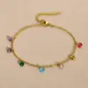 oly-b0b96e939159169f112bf907f1776dee Wholesale Jewelry Simple Style Geometric Stainless Steel Zircon Gold Plated Plating Inlay Anklet