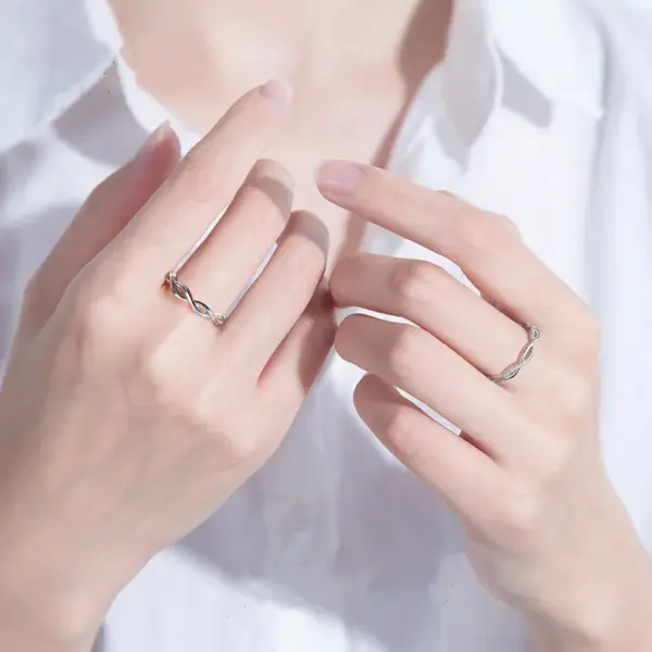 Copper Waves Artificial Gemstones Wedding Bands