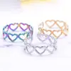 Wholesale PVD Coated Real Gold Plated 18K Gold Heart Shape 304 Stainless Steel Simple Style Waterproof Non Tarnish Rings