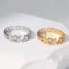 Wholesale PVD Coated Real Gold Plated Letter Stainless Steel Fashion Waterproof Non Tarnish Open Ring