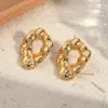 Wholesale Electroplating Golden Plated Round Square Rhombus 304 Stainless Steel Casual Simple Style Polishing Plating Earrings