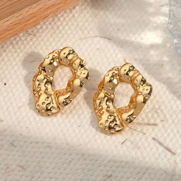 Wholesale Electroplating Golden Plated Round Square Rhombus 304 Stainless Steel Casual Simple Style Polishing Plating Earrings