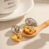 Wholesale 304 Stainless Steel Water Droplets Solid Color PVD Coated 18K Gold Plated Modern Style Plating Gold Silver Ear Studs