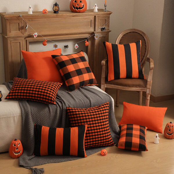 Wholesale Halloween Pillowcase Solid Color Plaid Without Core Striped Pillowcase