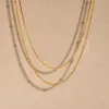 PVD Coated Real Gold Plated Solid Color 201 Stainless Steel IG Style Simple Style Waterproof Non Tarnish 201 Stainless Steel Double Layer Necklaces