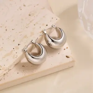 EH027 Hollow Earrings / Steel Color