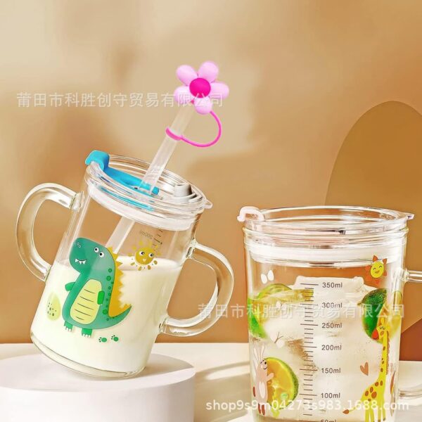 Wholesale Pink sweetheart series straw cover straw cap silicone dust plug cute anime party straw decoration cross-border products