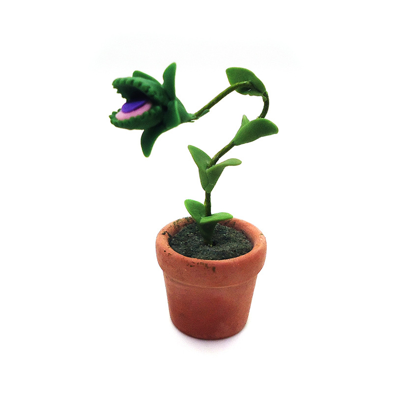 Wholesale 1:12 dollhouse aessories dollhouse mini clay flower cannibal flower model decoration artificial flower landscape