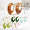 304 Stainless Steel C Shape PVD Coated Resin Real Gold Plated Gold Plated Casual Simple Style Solid Color Waterproof Non Tarnish Earrings