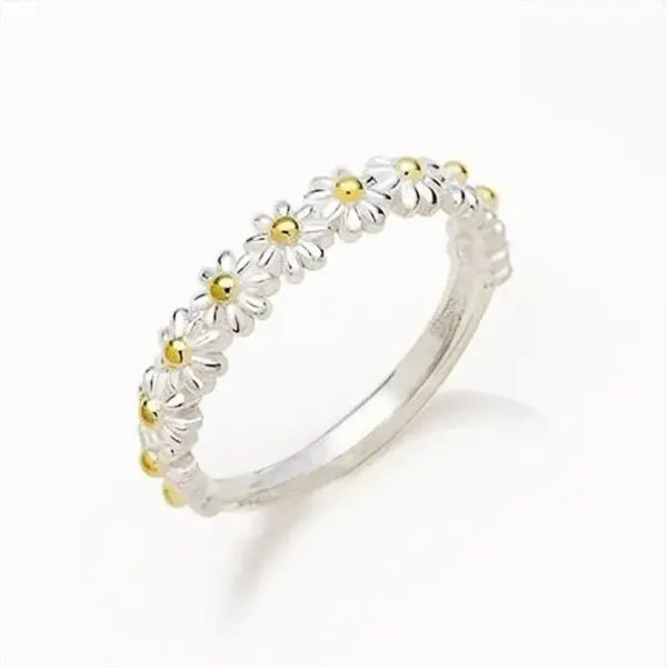Wholesale Korean Style Jewelry Sweet Daisy Flower Two-color Copper Ring Wholesale