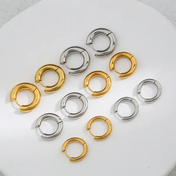 Ion Plating (IP) Round 304 Stainless Steel Casual Simple Style Waterproof Non Tarnish Earrings