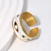 Wholesale PVD Coated Real Gold Plated 18K Gold Eye 304 Stainless Steel Punk Waterproof Non Tarnish Open Rings