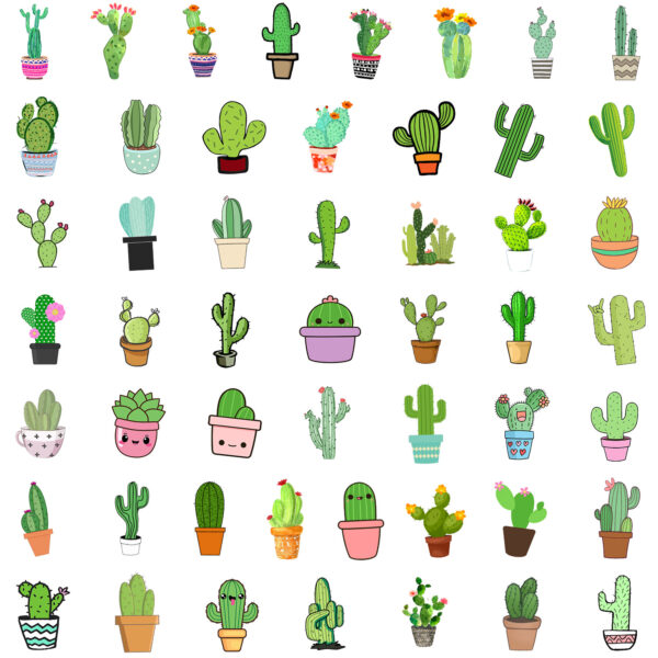 oly-b0d9e8d00f9881b29044cf1c0e075ce3 Wholesale 50 small fresh cactus graffiti stickers computer cups mobile phone decorative stickers