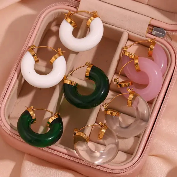 304 Stainless Steel Round PVD Coated Stone-Free 18K Gold Plated Real Gold Plated 18K Gold Basic Simple Style Classic Style Waterproof Non Tarnish Plating Earrings