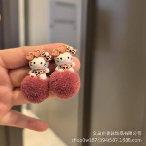 Wholesale Soft Girl Autumn and Winter Fur Ball Plush Star Cute Funny Cat Rabbit Earrings