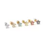 Copper Artificial Gemstones Ear Cartilage Rings & Studs Flower Waterproof Non Tarnish Surgical Steel