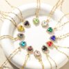 Wholesale European and American Cross-Border Hot Selling Twelve Birthstone Necklaces, High-End Neck Ornaments, Micro-Encrusted Zircon Love-Shaped Clavicle Chains