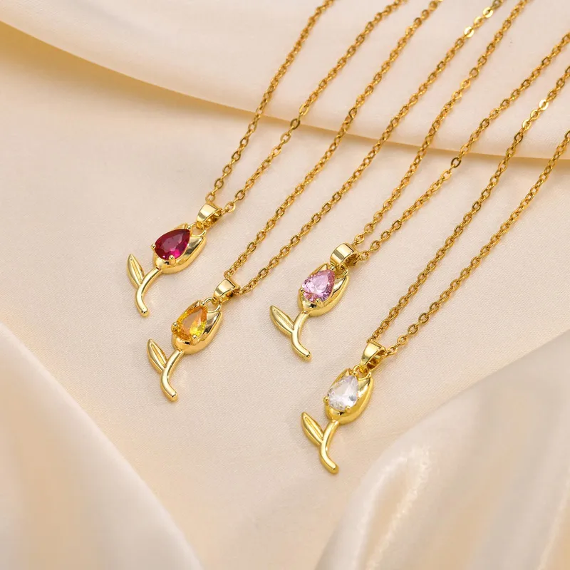 Wholesale Copper Gold Plated Lady Plating Inlay Flower Zircon