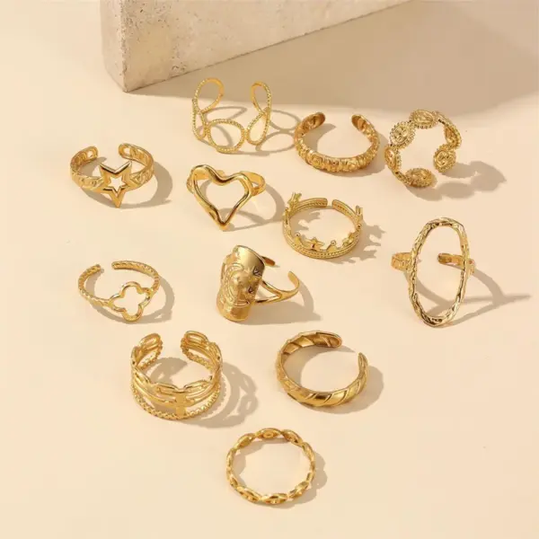 Wholesale Jewelry Retro Devil's Eye Star Heart Shape 304 Stainless Steel Open Rings