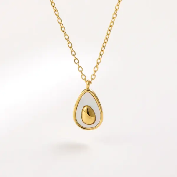 Wholesale PVD Coated Real Gold Plated 18K Gold Avocado 304 Stainless Steel Simple Style Commute Waterproof Non Tarnish Earrings Necklace