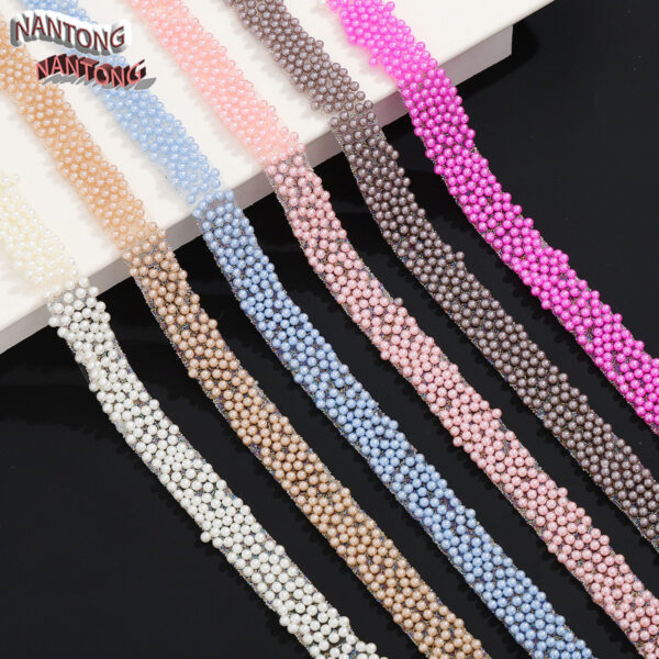 Wholesale Colorful round pearl double-sided hot melt back width 1.5cm adhesive tape