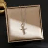 Wholesale Jewelry Simple Style Cross 304 Stainless Steel Plating Pendant Necklace Cable Chain