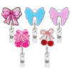 Wholesale New Acrylic Pink Bow Retractable and Rotatable Badge Reel Medical Lady Id Buckle Easy-Pull Buckle
