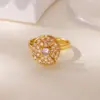 Wholesale Unique Design Rotatable Small Sunflower Ring 18K Gold Plated Stress Relief Style Birthday Festival Gift Elegant Classical Romantic Modern Sweet