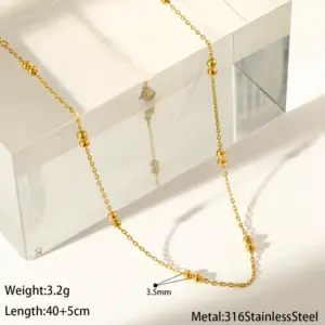 Gold 04 Flat Cross Bag Double Bead Necklace