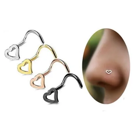1 Piece Nose Rings & Studs Fashion Heart Shape Metal